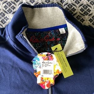 NWT Robert Graham, Classic Fit, 1/4 Zip Long Sleeve Shirt, Blue, Size L